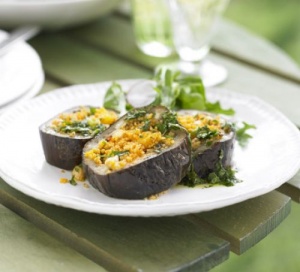 Aubergine with Spicy Apricot Tabbouleh – Perfect Vegan BBQ Options