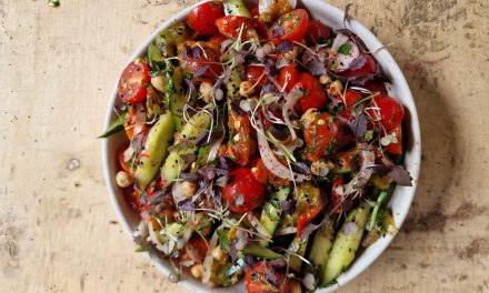Smoked Pepper Fattoush with Herb and Lemon Dressing